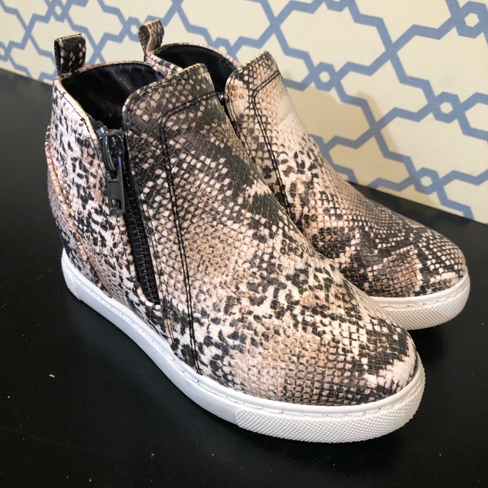 Snakeskin Wedge Sneakers